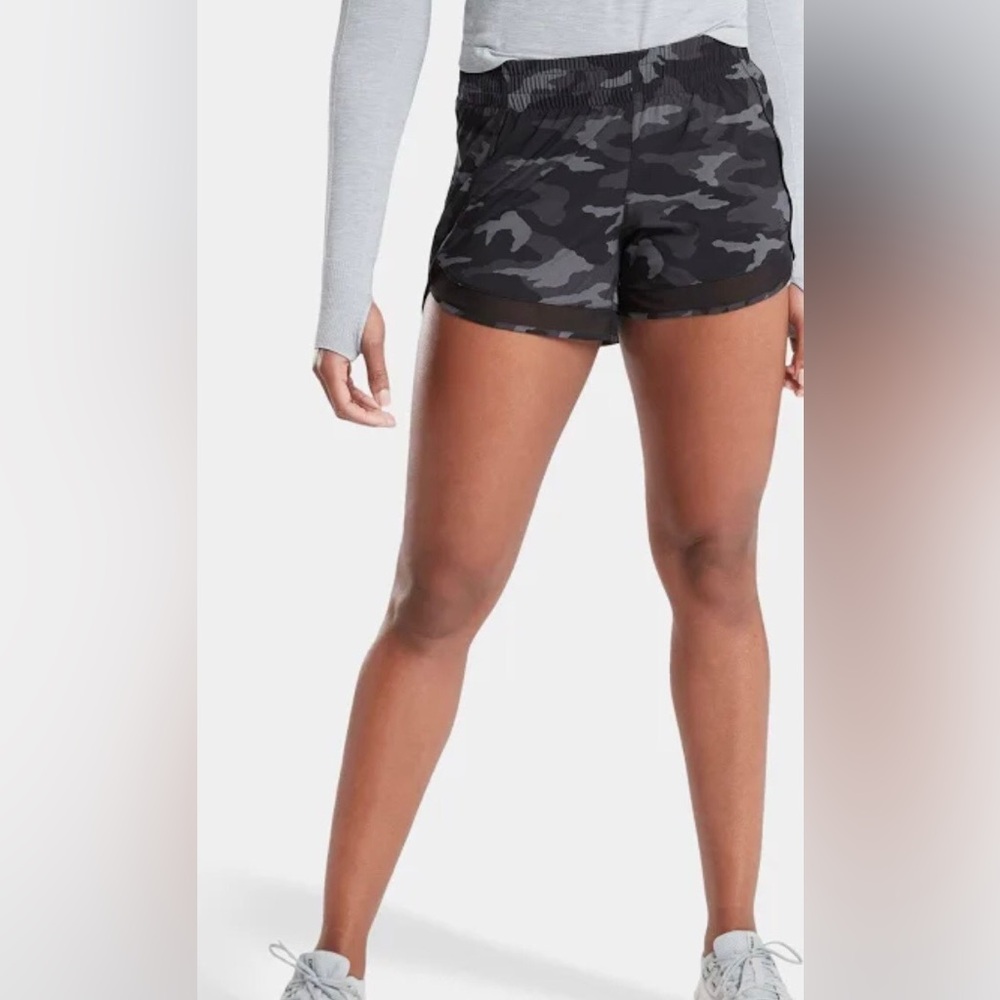Athleta Black and Gray Shorts Lightweight Camouflage